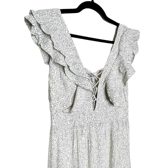 Lulus Women’s Romance In Bloom Floral Ruffle Dress Ditsy Sage Large - Picture 5 of 7